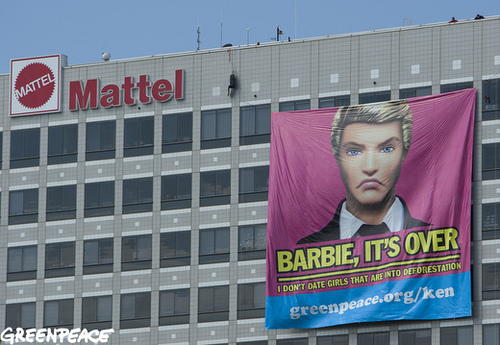 Greenpeace Banner at Mattel Headquarters