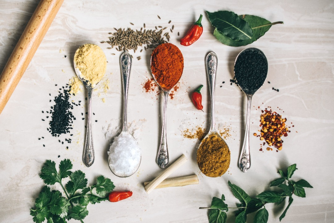 spices in spoons