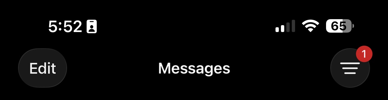 Messages tab, with a dropdown option all the way to the right with a red one on it.